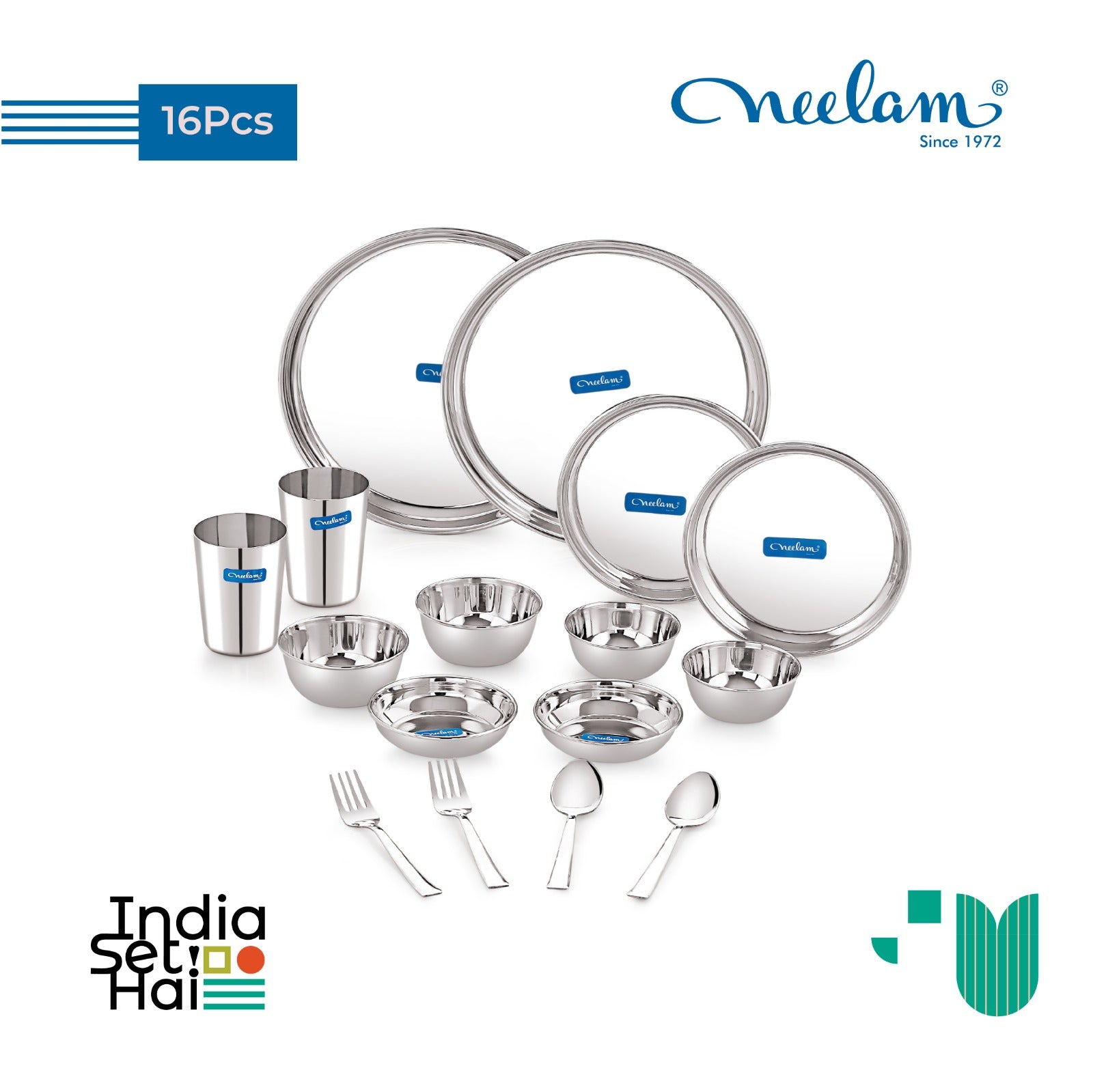 Stainless steel Dinner set of 16 Pcs by Neelam Appliances