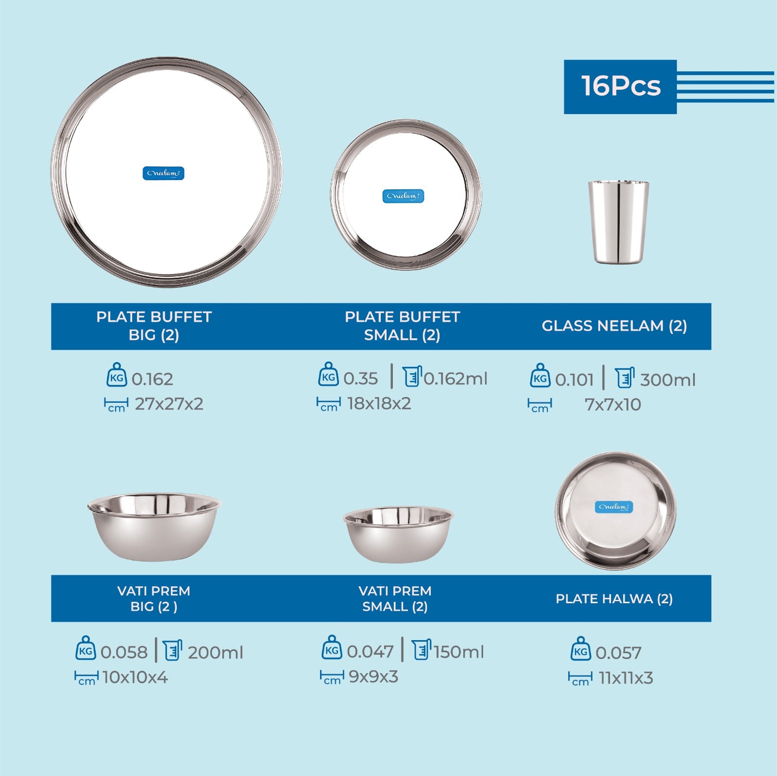 Stainless steel Dinner set of 16 Pcs