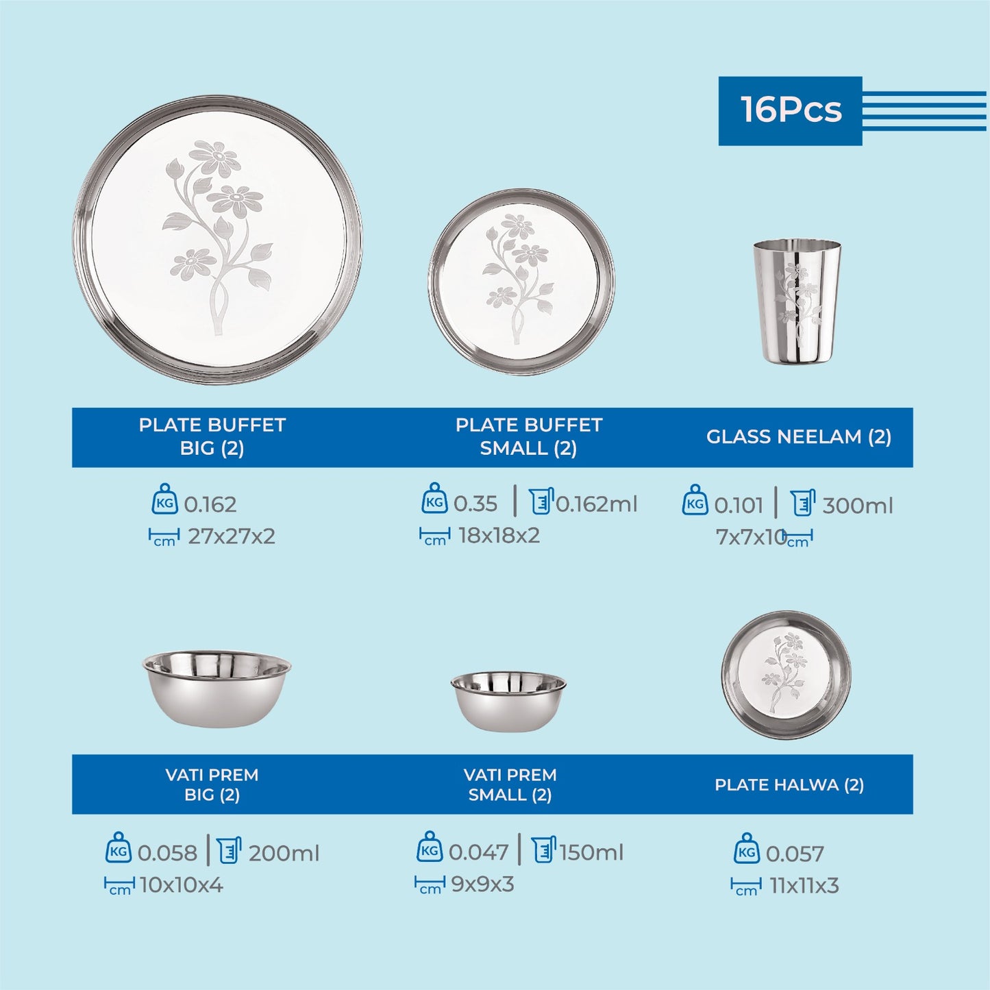 Jodi Dine 16 Pcs Stainless Steel Dinner Set