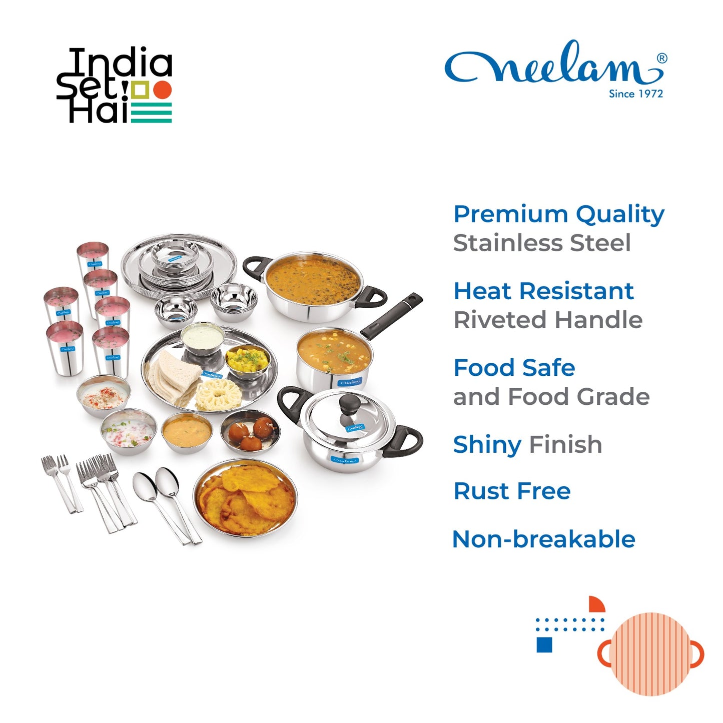 Stainless steel Dinner set of 58 Pcs