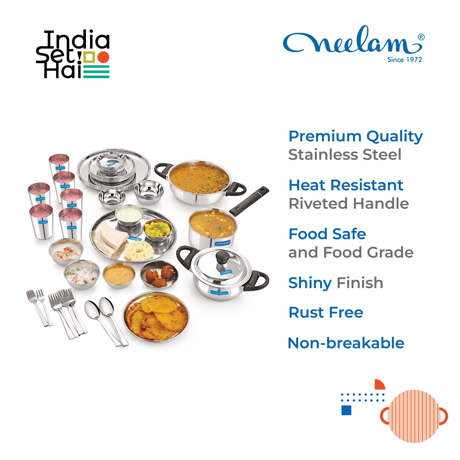 Stainless steel Dinner set of 58 Pcs