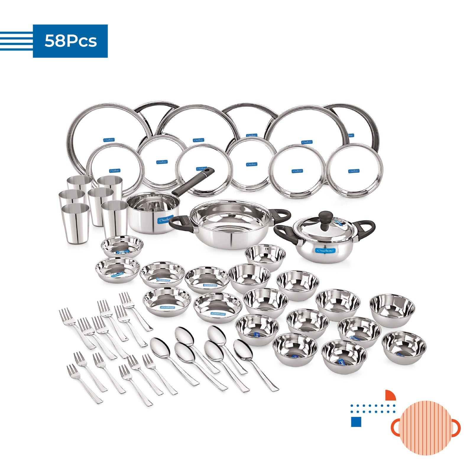 Stainless steel Dinner set of 58 Pcs