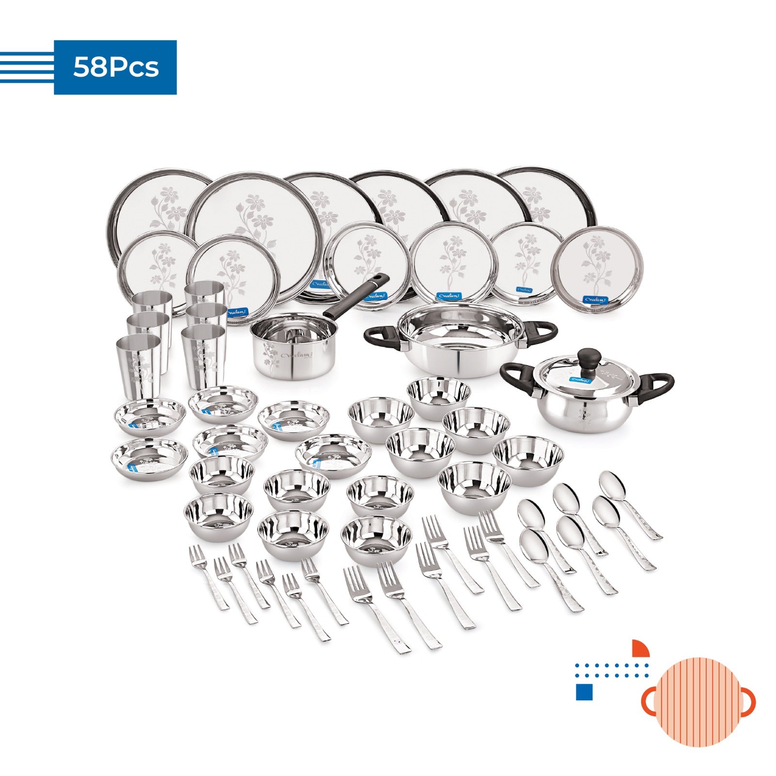 Stainless steel Dinner set of 58 Pcs