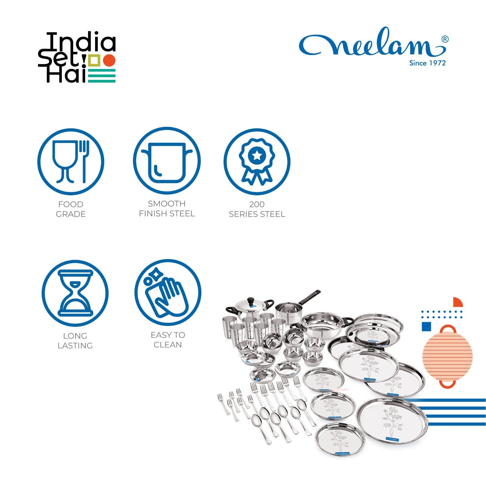 Stainless steel Dinner set of 58 Pcs