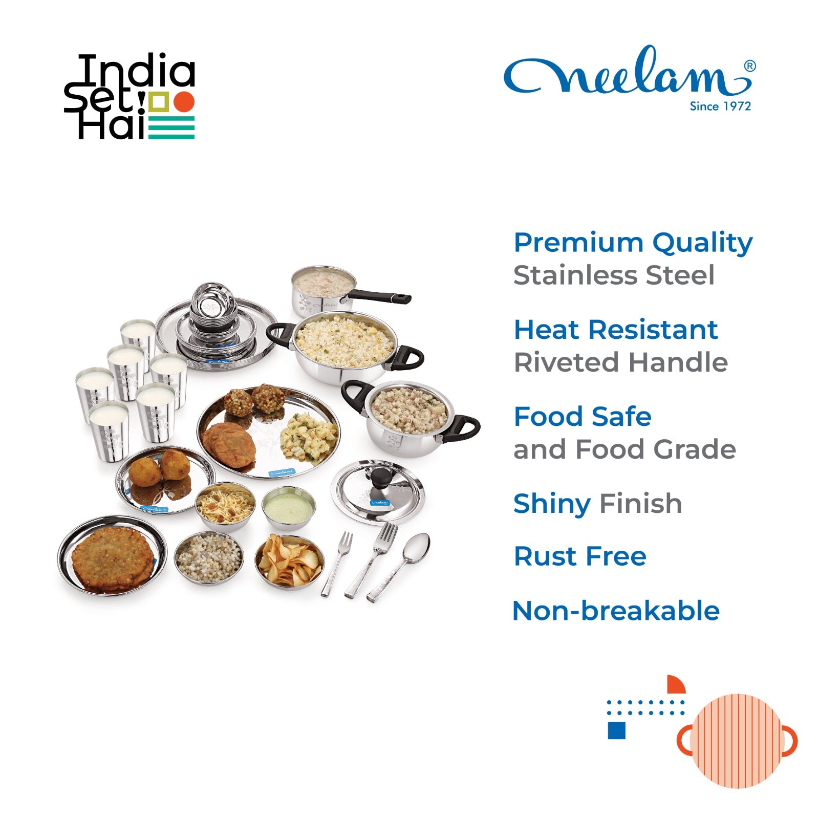 Stainless steel Dinner set of 58 Pcs