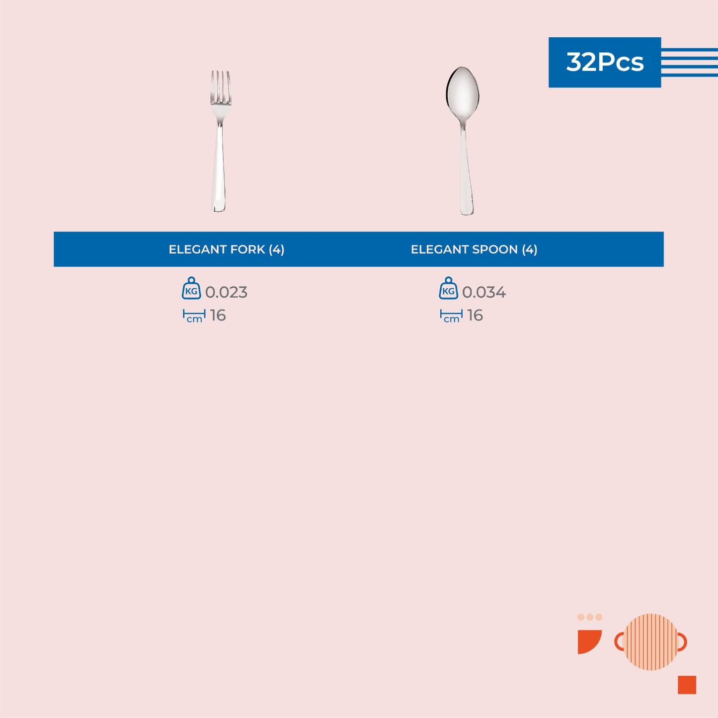 My Family Dine 32 Pcs Stainless Steel Dinner Set