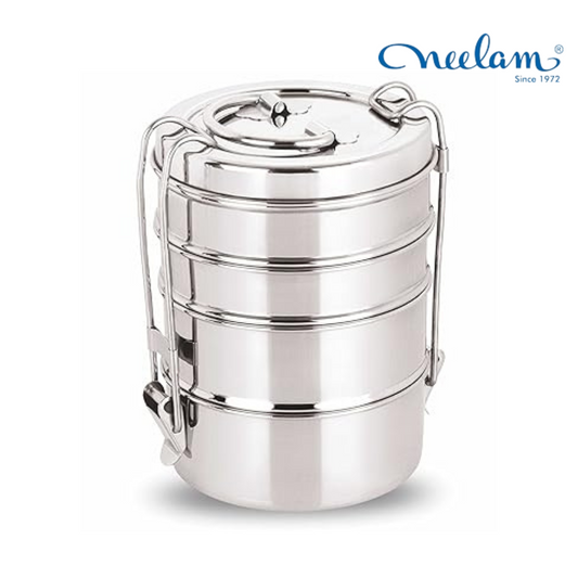 Neelam Stainless Steel Lunch Box/Traditional Tiffin Box for School/Office- 7 x 4