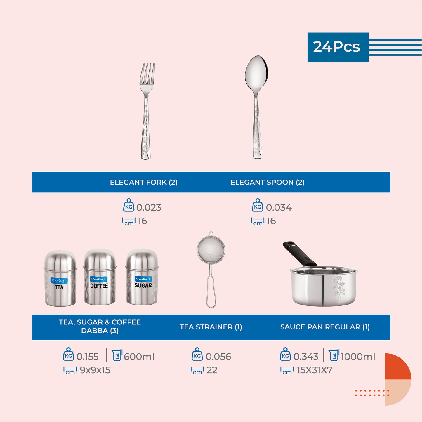 Jodi Dine & Cook 24 Pcs Stainless Steel Dinner Set