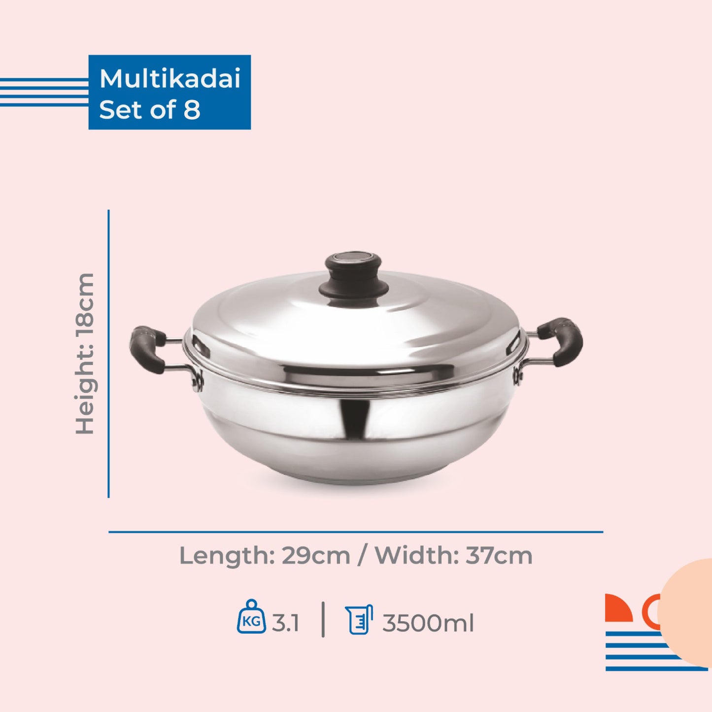 Neelam Stainless Steel Multi Kadai Induction Base