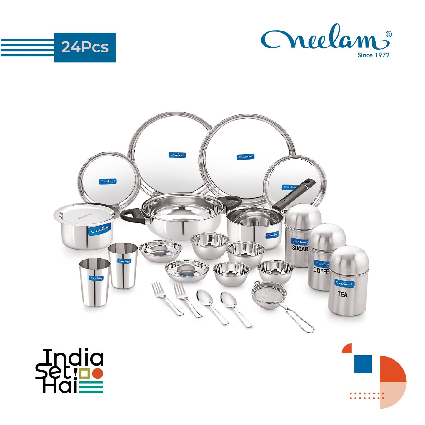 Stainless steel Dinner set of 24 Pcs by Neelam Appliances