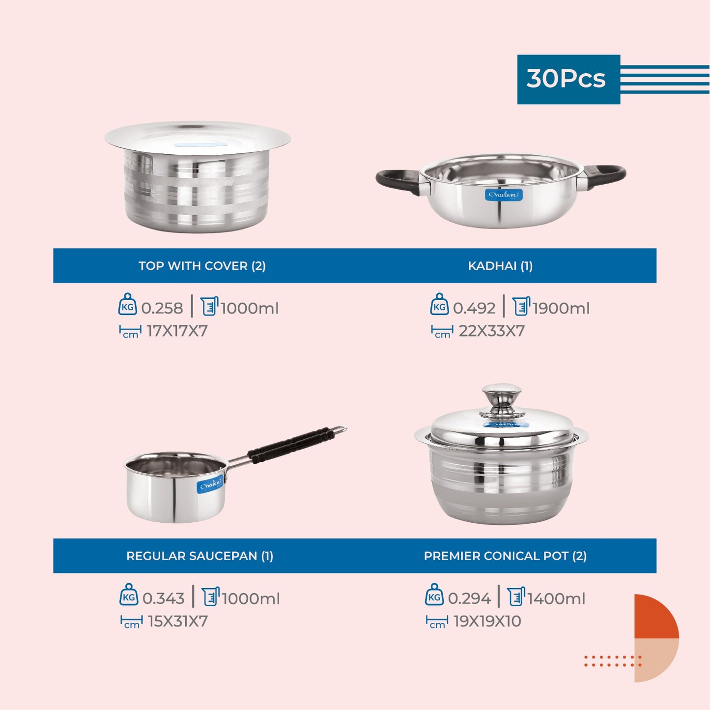 Jodi Dine, Cook & Serve 30 Pcs Stainless Steel Dinner Set