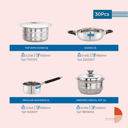 Jodi Dine, Cook & Serve 30 Pcs Stainless Steel Dinner Set