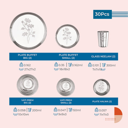 Jodi Dine, Cook & Serve 30 Pcs Stainless Steel Dinner Set