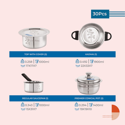 Jodi Dine, Cook & Serve 30 Pcs Stainless Steel Dinner Set