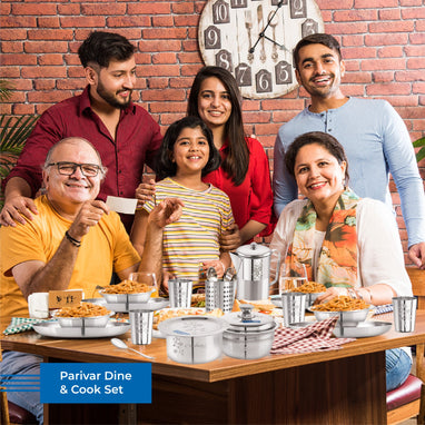 Buy best cookware set for large family Stainless steel dinner