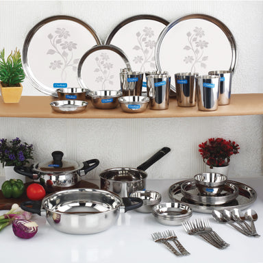 Buy best cookware set for large family Stainless steel dinner
