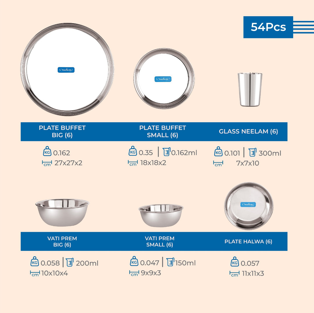 Stainless steel Dinner set of 54 Pcs