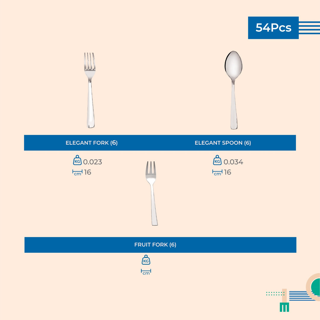 Stainless steel Dinner set of 54 Pcs, Diamond Finish/ Premium/ Laser Etching