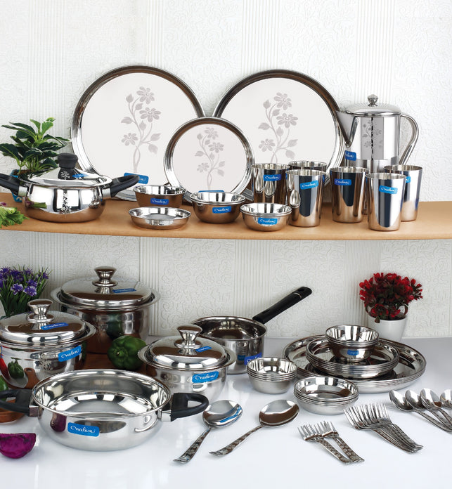 Kitchen steel clearance dinner set