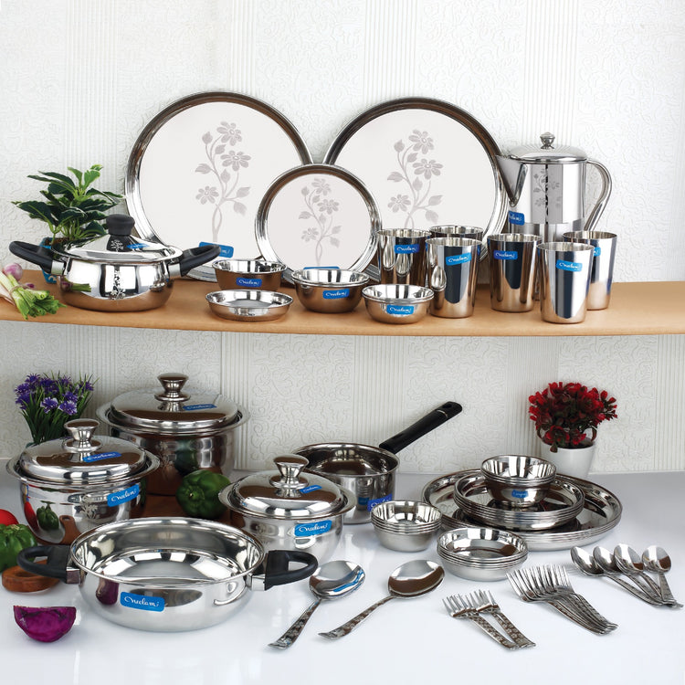 Buy stainless steel dinner set for online| Large family
