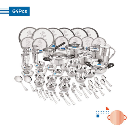 Stainless steel Dinner set of 64 Pcs