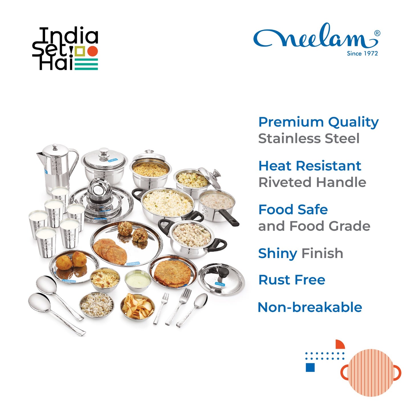 Premium quality Stainless steel Dinner set of 64 Pcs