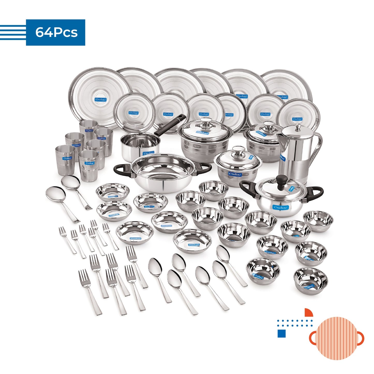 Stainless steel Dinner set of 64 Pcs