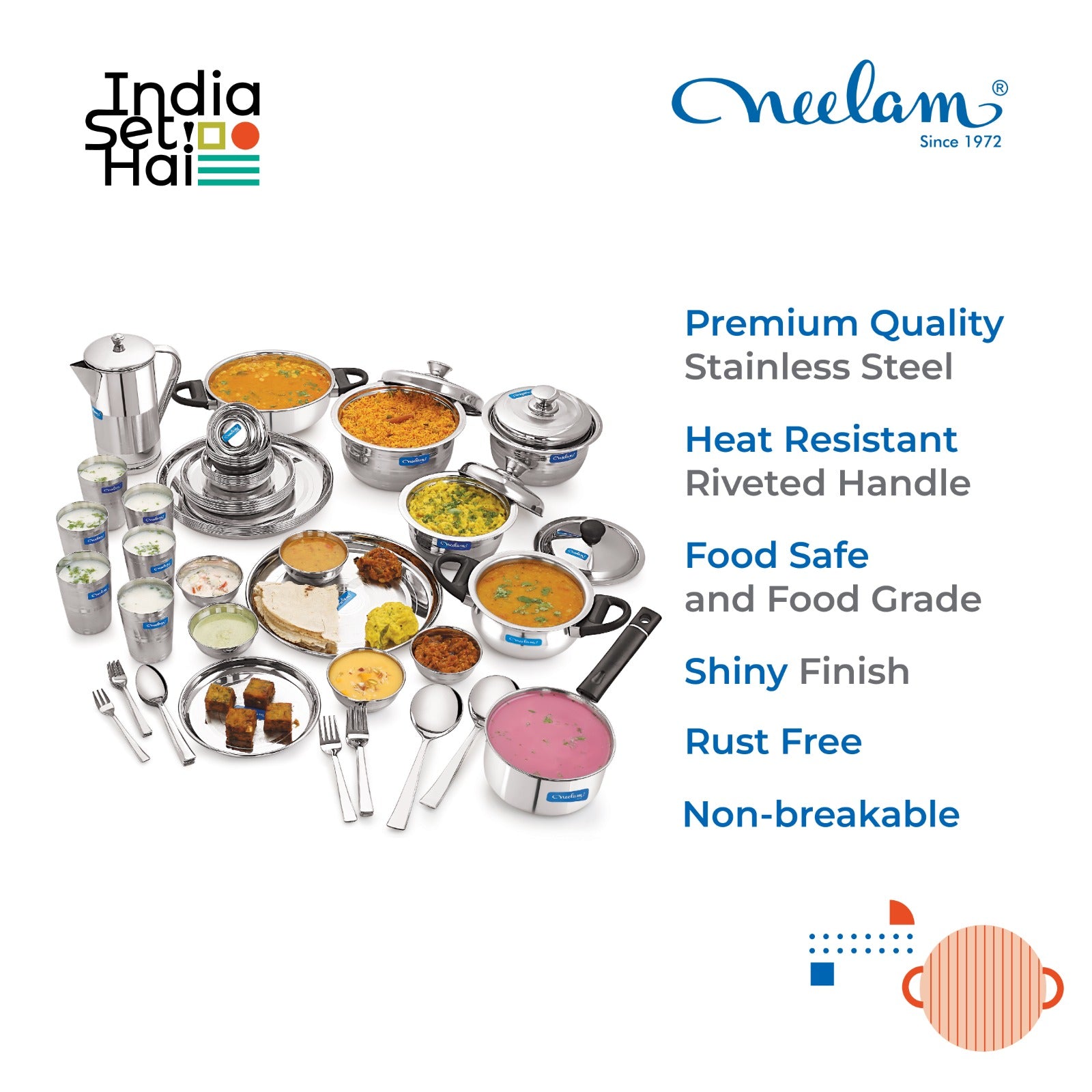 Stainless steel Dinner set of 64 Pcs