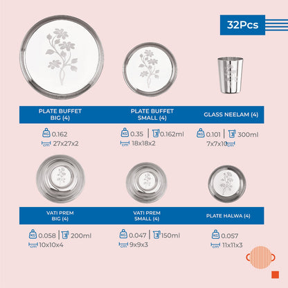 My Family Dine 32 Pcs Stainless Steel Dinner Set