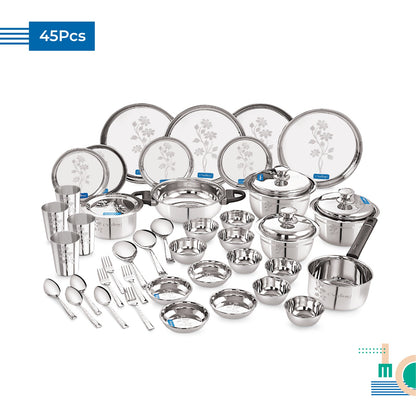 My Family Dine, Cook & Serve 45 Pcs Stainless Steel Dinner Set