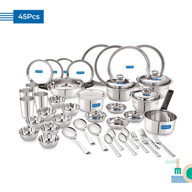 My Family Dine, Cook & Serve 45 Pcs Stainless Steel Dinner Set