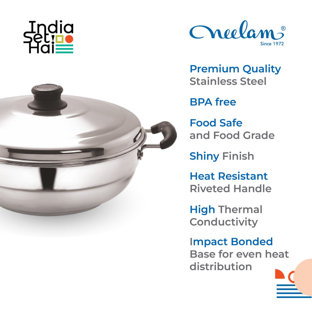 Premium quality Neelam Stainless Steel Multi Kadai Set of 6