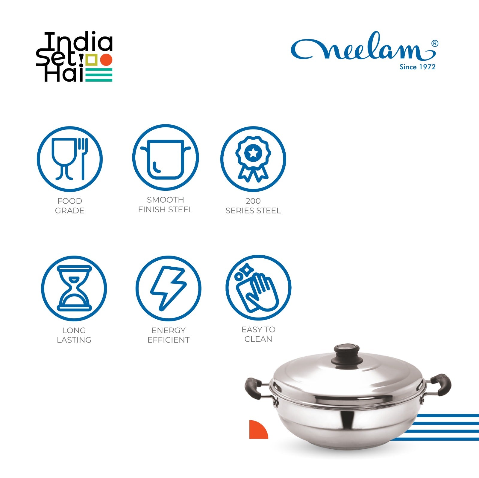 Neelam Stainless Steel Multi Kadai